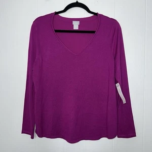 Chico’s Women’s V Neck Pullover Sweater Blooming Dahlia Size 1 Medium NWT - Picture 1 of 6