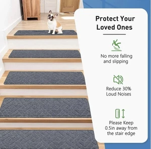 15 Pack 8 "X 30" Non Slip Stair Treads for Wooden Steps, Carpet Stair Treads - Picture 1 of 8