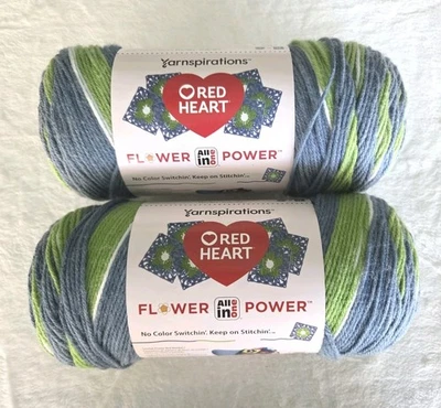 Red Heart All In One Flower Power Yarn 2 Skeins Come On Clover 417 Yards Each - Image 1 of 4