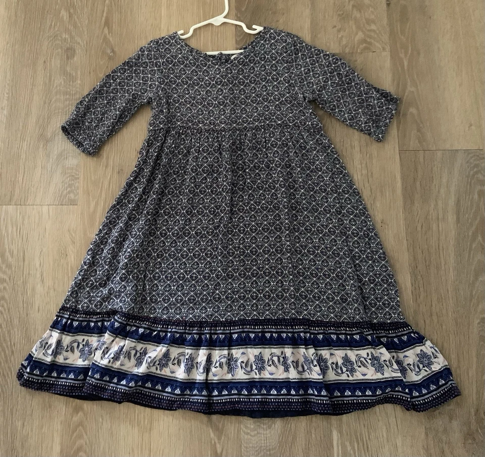 Vestido Old Navy Para Niña Talla 5T Azul Marino y Blanco 100% Informal Rayón Con Mangas 3/4 Foto 1 de 4
