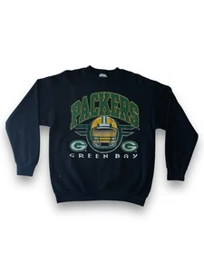 Vintage 90s Tultex Green Bay Packers Crewneck Sweater Size Large Black Football - Picture 1 of 10
