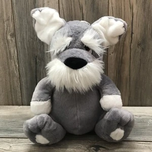 Schnauzer de peluche de 15" gris cachorro perro ojos cosidos con amor de peluche en muy buen estado - Imagen 1 de 13