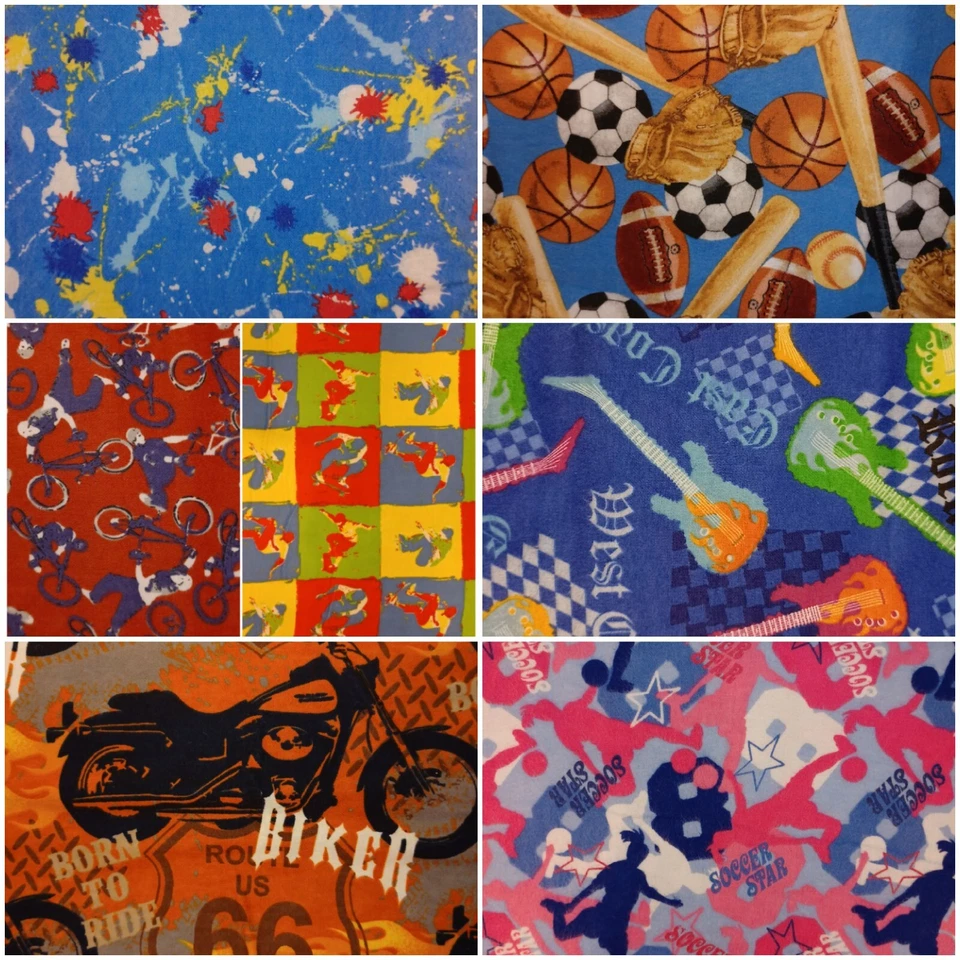 Sports Cotton Flannel Fabric BTY (By The Yard) 36x42" - Image 1 of 1