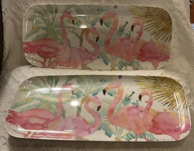 Outdoor Collection 100% Melamine Serving Snack Trays Flamingos - Image 1 of 4