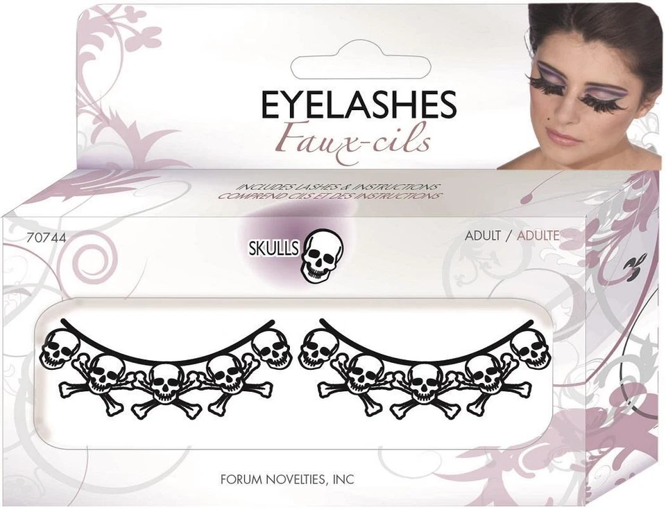 Calaveras Pestañas Pirata Papel Pestañas Elegante Disfraz Halloween Accesorio Foto 1 de 1