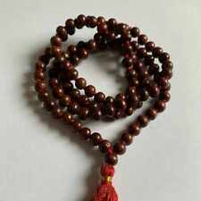 8mm Natural brown grey Indian Rosewood 108 knot Meditation necklace Chic