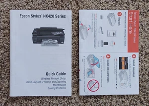 EPSON STYLUS NX420 SERIES QUICK GUIDE - PRINTER OWNERS MANUAL & SETUP DIRECTIONS - Picture 1 of 3