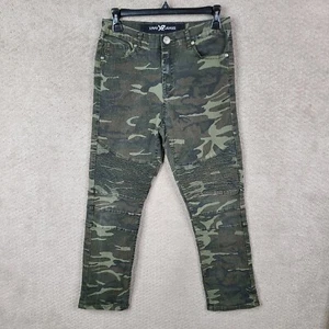 Xray Jeans Boys 18 Slim Moto Biker Green Camo Denim Stretch - Picture 1 of 11