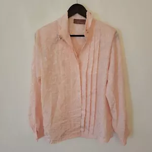 Vintage Blouse Womens Shirt Top Size 16 Pink Floral Ladies Work Boho 80s Smart - Picture 1 of 5