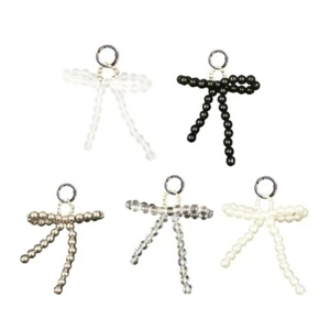 Pearl Beaded Bowknot Keychain Ornament Handbag Charm Pendant for Girls Women - Zdjęcie 1 z 11