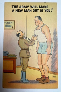 Postal cómica MH1 vintage TICHNOR de principios de la guerra militar 1 centavo ejército de EE. UU. - Imagen 1 de 2