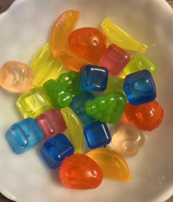 Vintage Ice Cubes Fruit And Cube Shaped Reusable Plastic 26 Pieces - Image 1 of 4