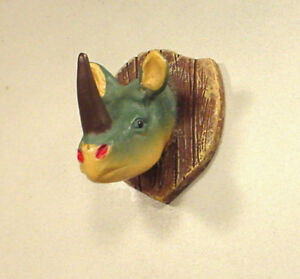 Mounted Rhino Head Miniature 1/24 Scale G Scale Diorama Accessory Item 