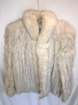 MUJERES Abrigo Chaqueta Vintage Plateado Gris Piel de Zorro TIRA NOCHE FORMAL TALLA M 40" Foto 1 de 4