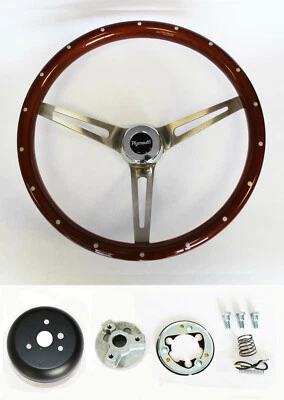 Barracuda Cuda Fury Belvedere Wood Steering Wheel 15" High Gloss Grip w/ Rivets - Image 1 of 4