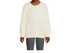 Girls Ivory Cable Knit Sweater with Long Sleeves - Size 7/8 - NWT - Picture 1 of 5