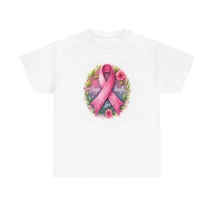 Pink Ribbon Tee, Breast Cancer Support, Hope Strength Love Top, Survivor Gift - Picture 1 of 5