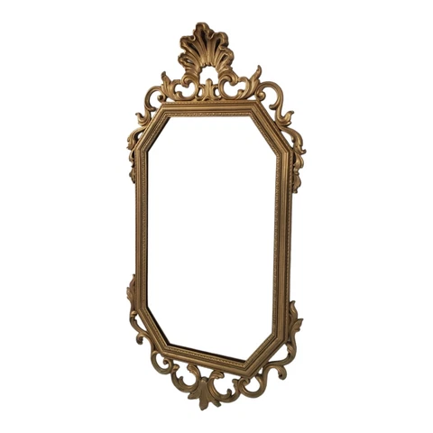 Vintage Louis XVI Style Wall Mirror Italian French Regency Gold Frame Syroco Cover