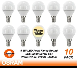 10x 5W LED Fancy Round Light Globes Bulbs Lamps E14 Small Screw Warm White 470Lm - Picture 1 of 7