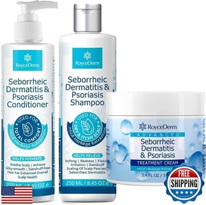 Seborrheic Dermatitis and Psoriasis Cream, Shampoo and Conditioner Set - Scal - Picture 1 of 5