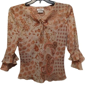A.Byer Top Juniors Xl Paisley Floral Ruffled Flutter Sleeves - Picture 1 of 6