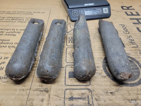 Lot of 4 -4lb Antique Vintage Cast Iron Window Sash Weights Cover
