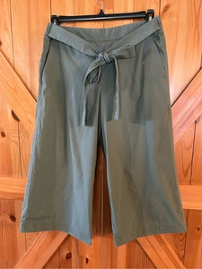 Pantalones J Crew para mujer talla 10 verde Rory recortados pierna ancha lazo cintura forrado (8517) R - Imagen 1 de 10