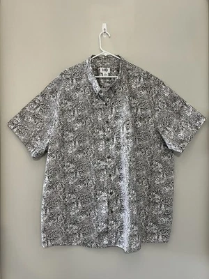 HB Harbor Bay Big & Tall Men's 4XL Button Down Shirt Black & White Floral NWT - Image 1 of 4