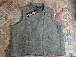 Randolph Duke Spirited Zippered Moto Vest Grey/White Tweed W/Tag Size 2XL NEW - Picture 1 of 6