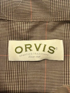 Camisa Orvis Marrón Cuadros Cuadros 16" 34" 100% Algodón Calce Clásico Manga Larga - Imagen 1 de 5