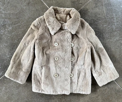 Abrigo Corto Mujer Vintage Piel Genuina Chaquetón Doble Pecho Beige Piel Talla S Foto 1 de 4