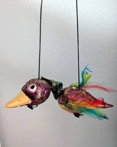 Pupazzo marionetta uccellino incantato vintage raro 9" fatto a mano Albuquerque quasi nuovo USA - Foto 1 di 8