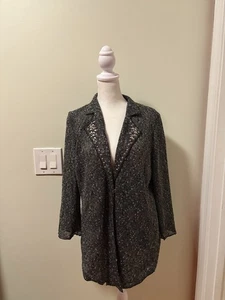 Alberto Makali lightweight embellished boucle knit  jacket XL gray  - Picture 1 of 7