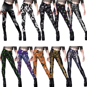 Halloween Alien Magic Witch Wednesday The Hand Leggings Women Yoga Fitness Pants - Picture 1 of 26