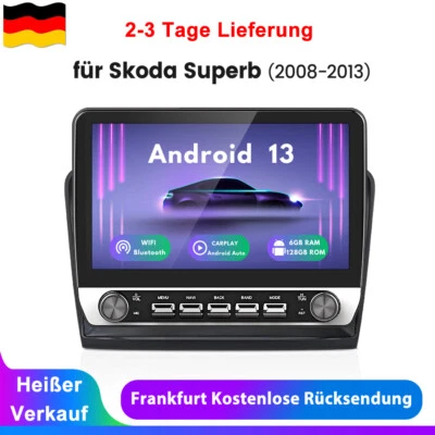 Carplay Android 14 Autoradio Für Skoda Superb 2 3T 2008-2015 GPS Navi WIFI 128G - Bild 1 von 4