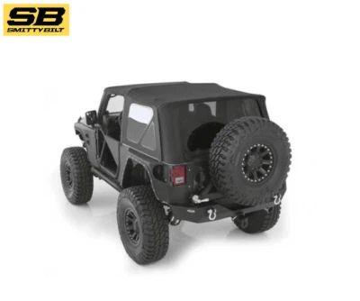 Smittybilt Black Soft Top w/ Tinted Windows For 07-09 For Jeep Wrangler 2 Door Foto 1 de 4