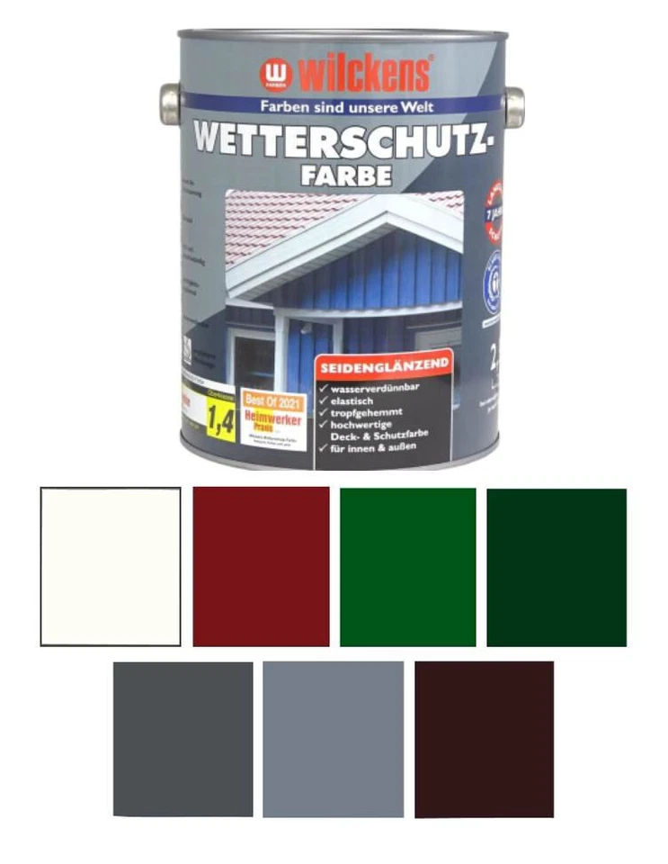 Wilckens Wetterschutzfarbe 750 ml, 2,5 L Innen, Außen Farbwahl Seidenglänzend - Bild 1 von 1