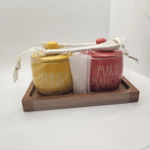 NWT Rae Dunn Sprinkle Marshmallows Set with spoons and wooden tray Shabby Chic - Picture 1 of 7