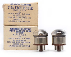 MATCHED PAIR 717A NOS WESTERN ELECTRIC Tung-Sol Tube Valve Valvola 진공관 真空管 电子管 - Picture 1 of 2