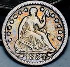 1854 O assis Liberty demi-dime 5C flèches non gradées choix pièce d'argent américaine CC19310