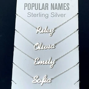 ANY Name Plate Necklace Personalized Custom Sterling Silver 925 Pendant Gift - Picture 1 of 8