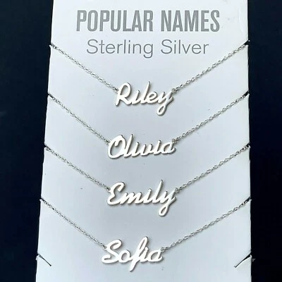ANY Name Plate Necklace Personalized Custom Sterling Silver 925 Pendant Gift  - Image 1 of 4