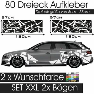Seitenaufkleber Set XXL Dekorbögen Dreiecke 80 Teilig - 2 Farbig - Picture 1 of 4