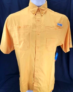 NEW Columbia PFG Short Sleeve Omni-Shield Tamiami SS Yellow Shirt Men M - Picture 1 of 10