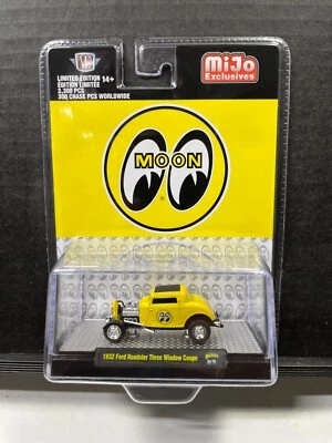 1/64 M2 MOON EYES 1932 FORD ROADSTER THREE WINDOW COUPE MJS56 23-10 YELLOW - Image 1 of 2