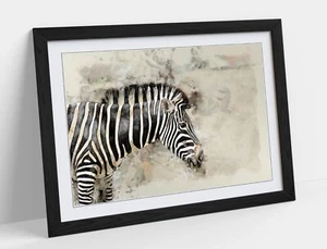 ZEBRA GLITCH ABSTRACT ARTWORK HOME DECOR 2 -FRAMED ART POSTER PICTURE PRINT - Picture 1 of 10