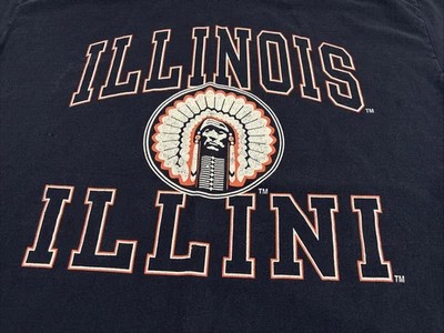 Винтажная футболка Illinois Fighting Illini одинарный шов 2XL сделано в США чемпион - Изображение 1 из 4