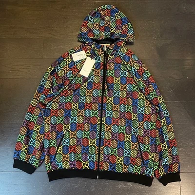 BNWT NEW GUCCI Men's Black GG Psychedelic Logo Print Track jacket Large - Image 1 of 4