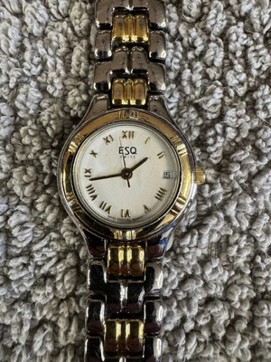 Reloj suizo para mujer ESQ Esquire 100177A tono plata y oro fecha batería nueva Foto 1 de 4