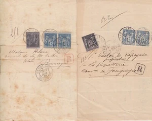 TIMBRE FRANCE SAGE 10 & 15c EN RECOMMANDE SUR CONVOCATIONS TRIBUNAL DE BERGERAC - Imagen 1 de 3